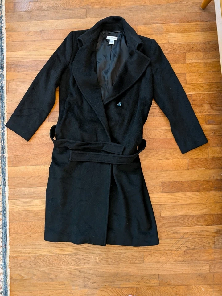 Gabardina de lana negra Brooks Brothers para mujer talla 12 vintage Foto 1 de 4