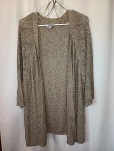 Cardigan Catherines 3X Beachy aperto davanti in maglia marnata neutro manica a gomito - Foto 1 di 10