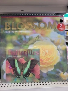 2026 Blossoms 12 Months Calendar 12" X 12 " With Bonus Butterflies Calendar 6" - Picture 1 of 2