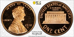 1970 S 1C Proof Lincoln Memorial Cent PCGS Graded PR 67 RD DCAM Large Date - Picture 1 of 3