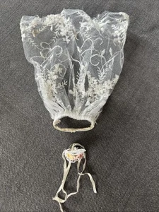 Velo de boda transparente blanco vintage Barbie ramo floral flores rosas - Imagen 1 de 6