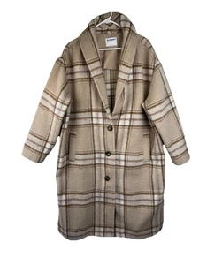 Abrigo chaqueta Old Navy para mujer Plus 2X marrón a cuadros largo trinchera mezcla de lana mohair - Imagen 1 de 19