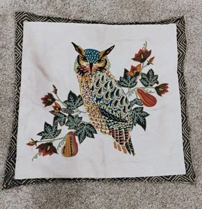 Pottery Barn Owl Embroidered Pillow Cover Fall Thanksgiving Halloween - Picture 1 of 3