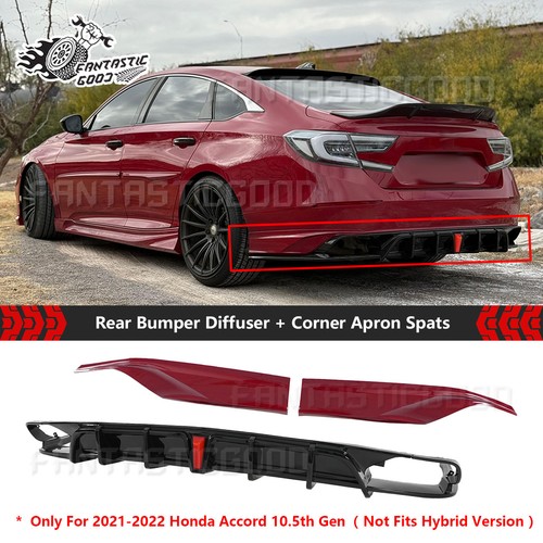 Yofer V2 Style Rear Bumper Diffuser Kit For Honda Accord 2018-2020 - Black & White With Corner Aprons