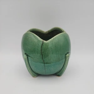 Nelson McCoy Pottery ART DECO Green VASE Vintage 1930-40s 4" Tulip Ball Planter - Picture 1 of 6