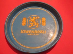 Lowenbrau Munchen Beer bar tray 13" GERMANY 1.5" Tall Blue Lion VTG ANTIQUE OLD - Picture 1 of 13