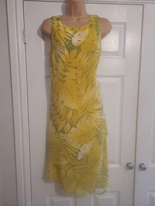 Yellow Floral Lined Occasion Dress Size 14 Approx By Punt Roma - Picture 1 of 2