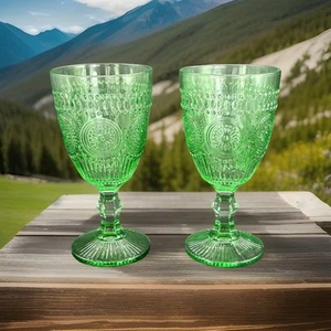 Set Of 2 Green Glasses - Picture 1 of 4