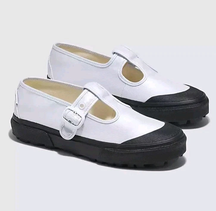 Vans Negro Blanco Lona Brillante Clásico Mary Jane T-Strap Tenis Talla 8 Foto 1 de 4