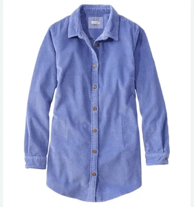 L. L. Bean Women's Comfort Corduroy Relaxed Tunic Shirt XL Blue Shacket - Picture 1 of 9