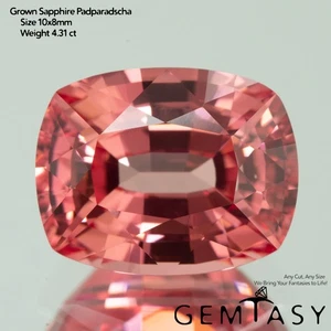 Cut stone - Sapphire Padparadscha Czochralski Pulled lab grown 10x8mm 4.2-4.9ct - Picture 1 of 4