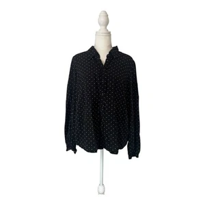 PRINCESS HIGHWAY Black Polka Dot Work Office Shirt Sz 10 Corporate Goth Alt Emo - Picture 1 of 3