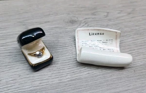 Arcadia Mini Miniature Marriage License & Wedding RING Box Salt & Pepper Shakers - Picture 1 of 3