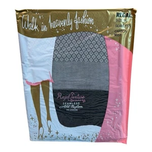 Vtg Beausong Regal Texture Seamless All Nylon Stockings Size 9 1/2 Carbon Mist - Picture 1 of 2