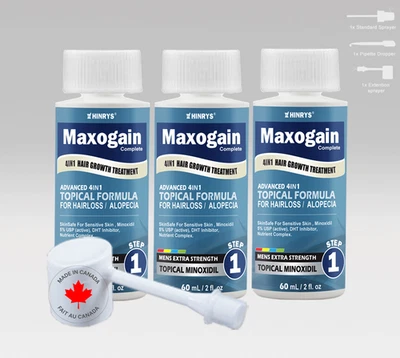 Mens Minoxidil 5% Maxogain 4in1 Topical Advanced 3x60ml  08/2027 - Image 1 of 4