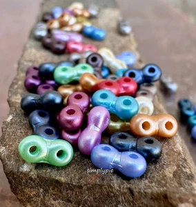 Infinity Pearl Shine Mix 2-Hole 50 Czech Glass Beads Two-Hole Glass Beads #OBEAD - Picture 1 of 7