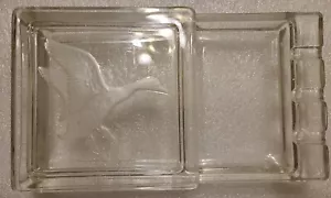 HI N DRI ASHTRAY GLASS CIGARETTE HOLDER ETCHED DUCK SLIDING LID (Small Chip) - Picture 1 of 7