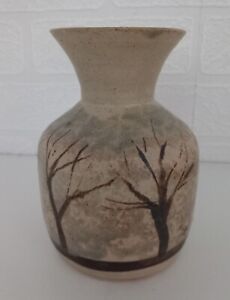 Studio Pottery Vase With Winter Trees