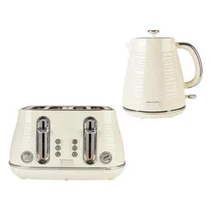 Haden Devon Cream 1.7L BPA Free 360° Kettle & 4 Slice Wide Slot Toaster Set - Picture 1 of 10