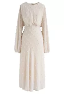 Abito midi CHICWISH in cotone candy trasparente color crema - Foto 1 di 6