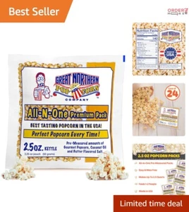 Popcorn Machine Pack 2.5oz Gourmet Butter Salt Oil 24 Case Movie Night Snacks - Picture 1 of 10