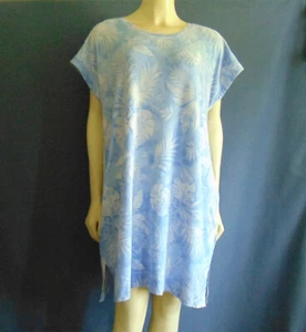Ralph Lauren Light Blue Tropical Floral V-Neck Knit Cotton Blend Pocket Dress XL - Picture 1 of 18