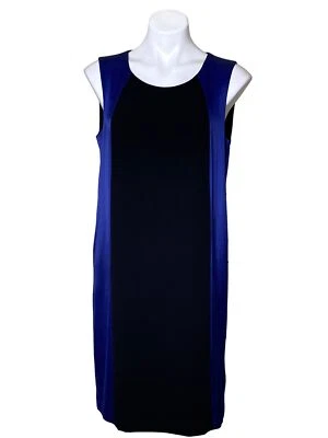 Vestido recto DKNY Colorblock Optical Illusion, negro azul sin mangas para mujer 10 Foto 1 de 4