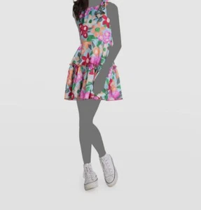 $192 Zoe Ltd. Kids Girl Pink Madeline Floral Tiered Dress Size 7 - Picture 1 of 3