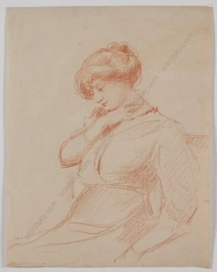 Adolf Pirsch (1858-1929) "Nachdenklich", Zeichnung, ca.1910 (1) - Bild 1 von 2