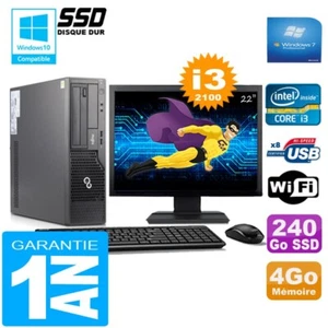 PC Fujitsu Esprimo E500 E85+ SFF I3-2100 4Go Disque 240Go SSD Wifi W7 Ecran 22" - Photo 1/1