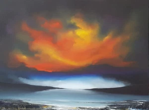 SUPERB ORIGINAL ISABELLE AMANTE "Fantasy Skies II" SKYSCAPE ATMOSPHERIC PAINTING - Picture 1 of 4