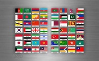 Set 56x sticker asia flag scrapbooking country collection stamp national 1, 5 cm