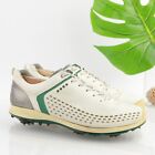 Ecco Men's Biom G2 Golf Shoe Size 43 9 White Yak Leather Green Plastic Spikes