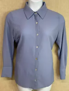 MARLA WYNNE Women's Size 14 Blue Long-Sleeve Button-Up Semi-Sheer Blouse - Picture 1 of 13