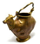 Antique Old Indian Nice Hand Crafted Copper Nandi/Cow Holy Water Pot. G53-405 