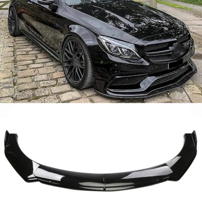 UK Gloss Black For Benz W176 A180 A200 250  Front Bumper Lip Spoiler Splitter AK - Image 1 of 4