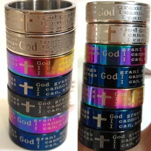 50x Anillo de Oración de Serenidad de Acero Inoxidable MEZCLA Religiosa al Mayor Joyería de Jesús - Imagen 1 de 7