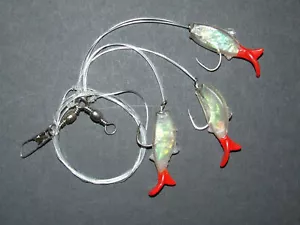 FFT FISH SHAD RIG LURE 3 x 2/0 HOOKS BOAT PIER BASS COD SEA FISHING LINE CLIP - Picture 1 of 3