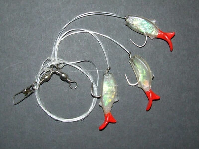FFT FISH SHAD RIG KÖDER 3 x 2/0 HAKEN BOOT PIER BASS COD MEER ANGELSCHNUR CLIP