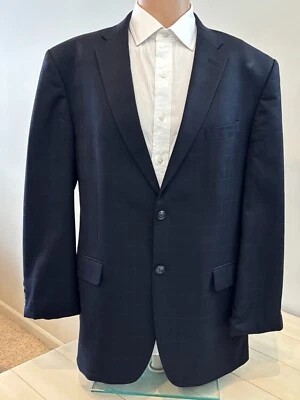 Blazer Jones New York Para Hombres 44R Azul Marino A Cuadros 100% Lana Abrigo Deportivo Chaqueta Foto 1 de 4