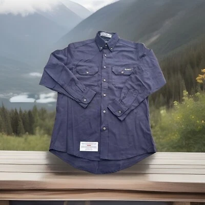 Lot Of 2 Bulwark FR Navy Blue Cotton Shirts Small Regular CAT 2 ATPV 8.6 #2987NB - Image 1 of 4