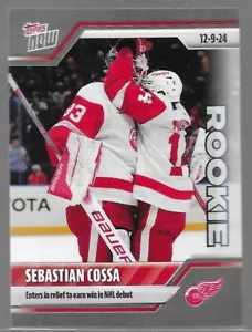 2024-25 Topps Now NHL Sticker #57 SEBASTIAN COSSA ROOKIE - 1ST WIN IN NHL DEBUT - Picture 1 of 1