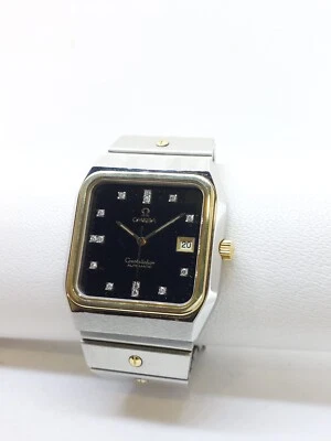 Omega 37mm 18K Gold Bezel Black Diamonds Dial "Jumbo" Steel Constellation - Image 1 of 4