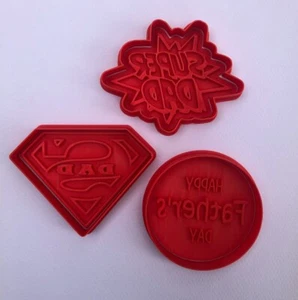 Fathers day cookie cutter fondant stamps superman super hero set embosser dad - Bild 1 von 1