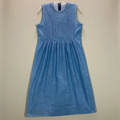 Винтажное джинсовое платье Neiman Marcus размер 8 сделано в США Central Falls Prairie хлопок - Изображение 1 из 4