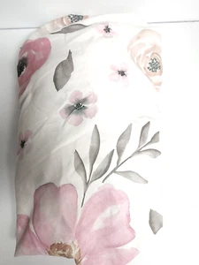 Sweet JoJo Designs Set of 2 Fitted Crib Sheets Pink Grey White Tan Floral - Picture 1 of 6
