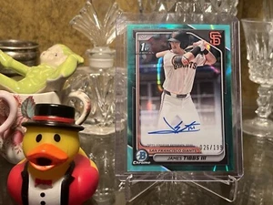 2024 Bowman Draft James Tibbs III 1st Chrome Prospect Auto Aqua Lava /199 Giants - Picture 1 of 2