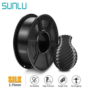 Sunlu Black PLA+ SILK 3D Drucker Filament 1,75mm SEIDE 1KG +/-0,02mm ohne Blasen - Bild 1 von 10