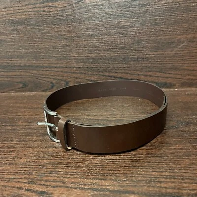 Hugo Boss UMBE 连衣裙腰带男式 32 棕色牛皮可调节针扣腰带 — 第 1/4 张图片