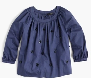 NWT J. Crew THE PERFECT EMBELLISHED TOP DARK EVENING Size L - Picture 1 of 4